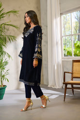 DA-1676 BLUE EMBROIDERED KURTA